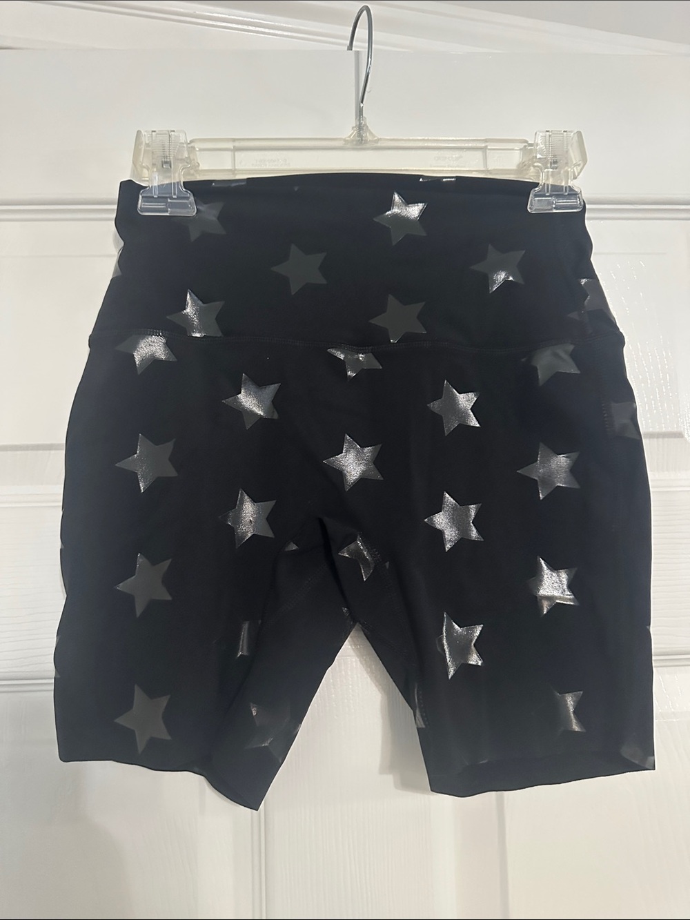 Kadyluxe High-Rise Star Print Black Bike Shorts - Medium